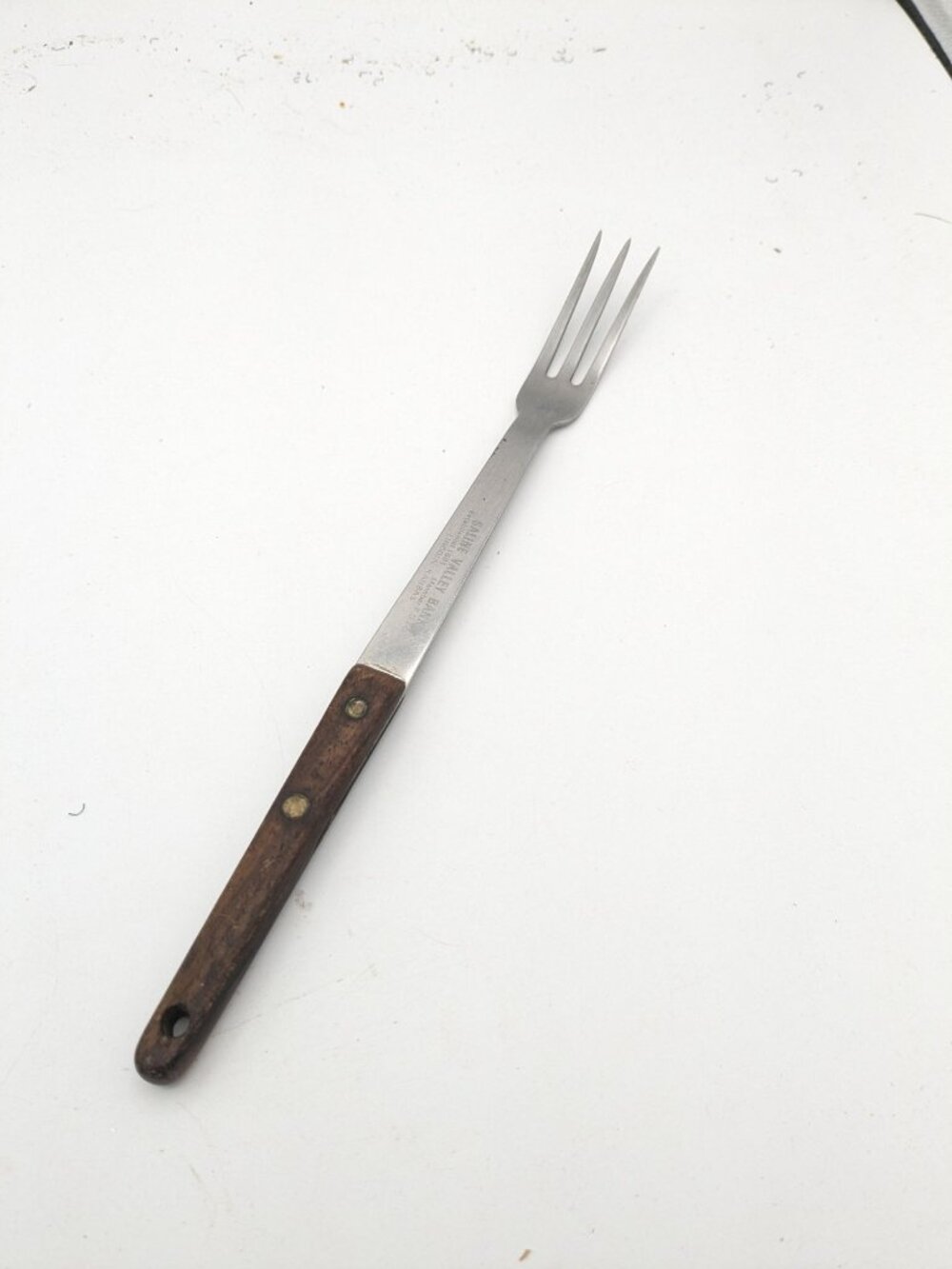 Vernco 3 Prong Tine #2 Meat Serving Fork Wood 10 3/4" Stainless Steel Granny